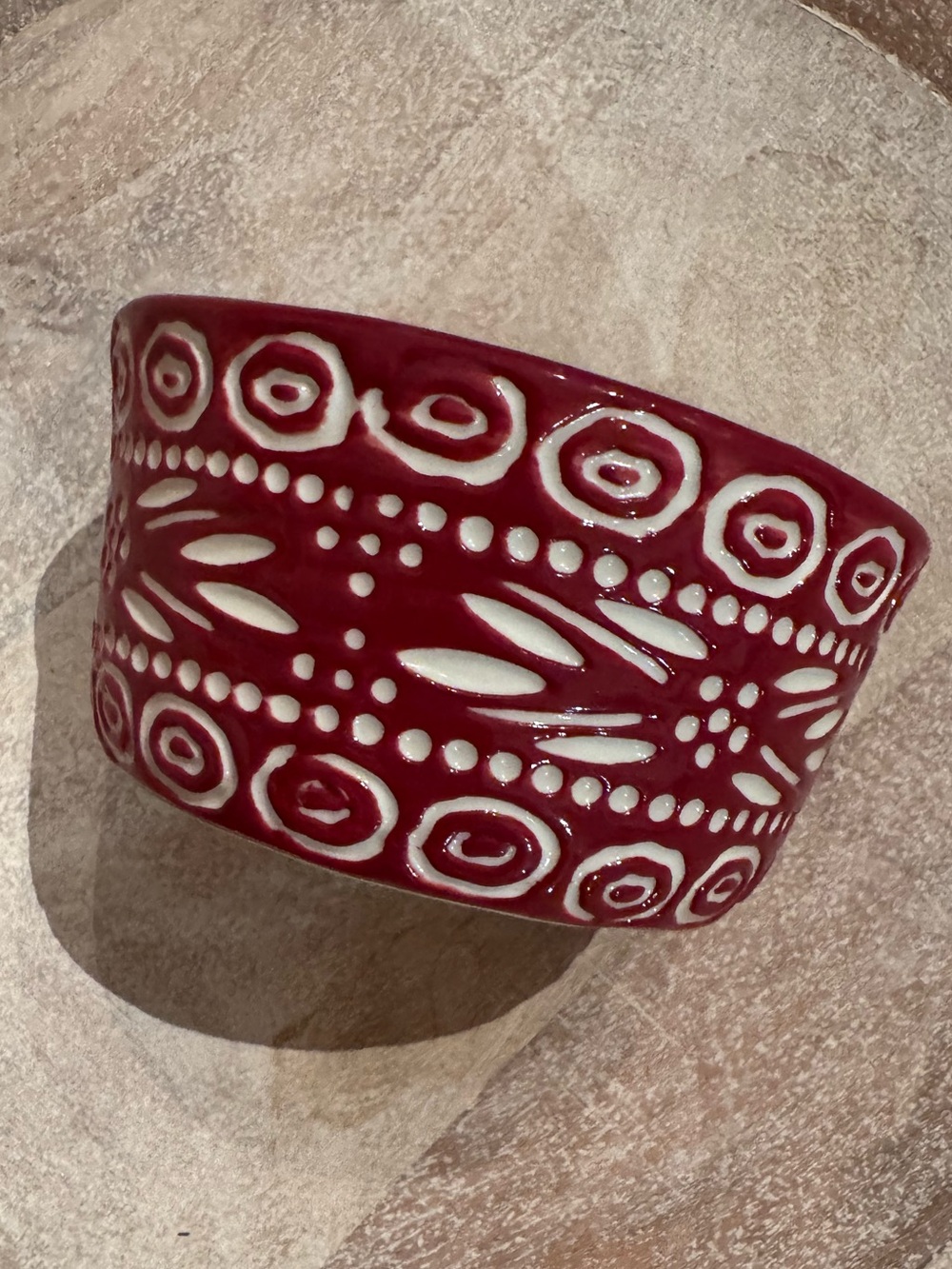 Temp-Tations Red and White Patterned Ceramic Serving Bowl